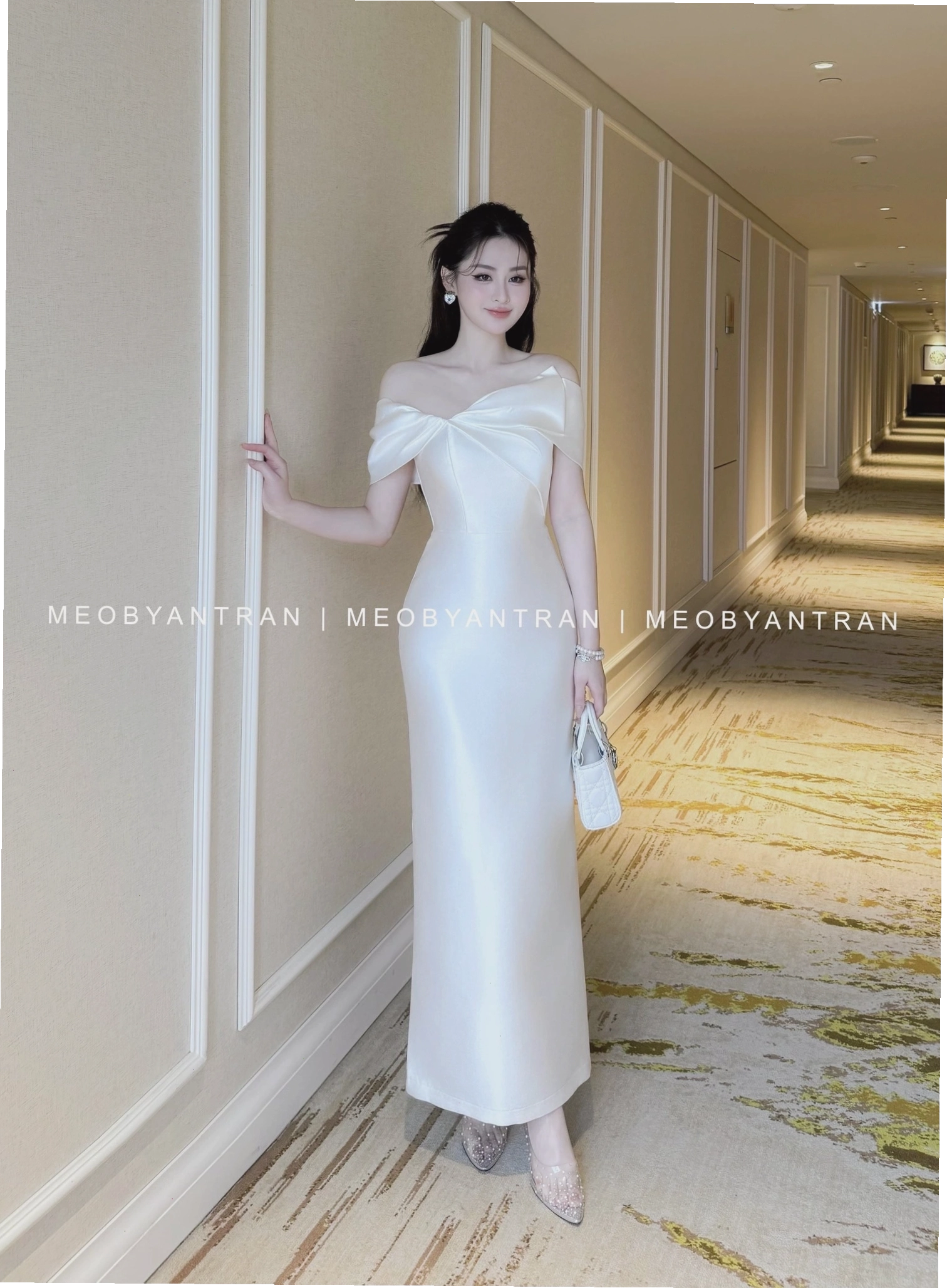 Đầm dự tiệc cao cấp kiểu dáng trễ vai xinh xắn